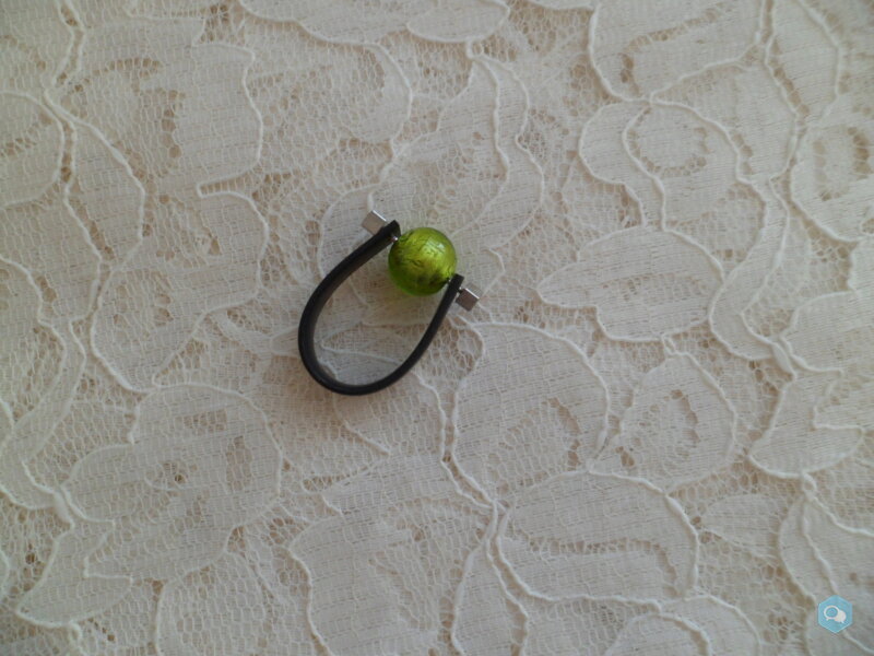 Bague Caoutchouc et Perle Murano 1