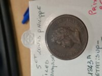 5 centimes louis philippe 1843A sup- iles marquise 1