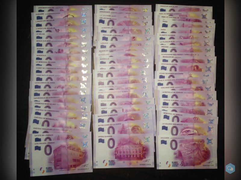 LOT 60 Billets Touristique 0 euro (2016) - France  1