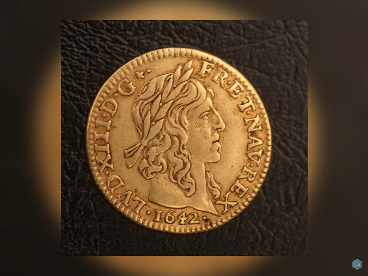 1/2 Ecu Or Louis XIII 1642 A 1