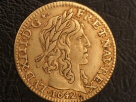 1/2 Ecu Or Louis XIII 1642 A