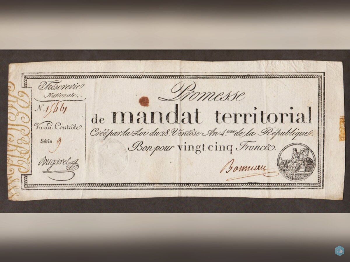 Assignat 25 FRANCS Promesse de Mandat Territorial  1