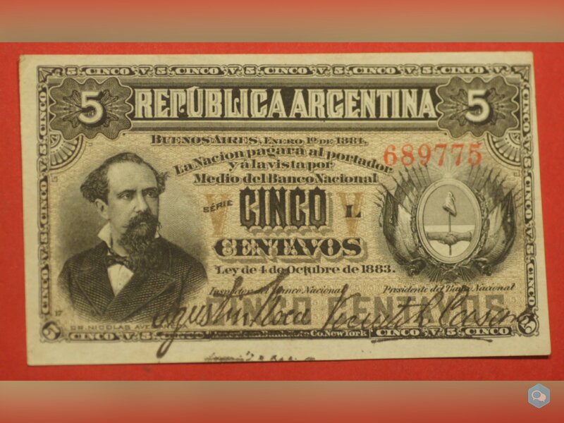 Billet 5 Centavos 1884 Argentina 1