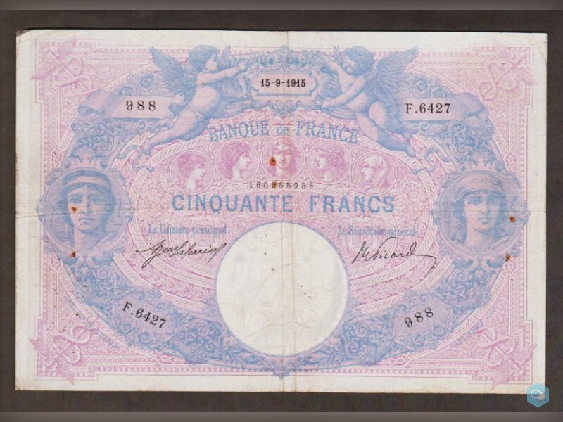 50 Francs 1915 FRANCE - F.6427 - Bleu et Rose 1