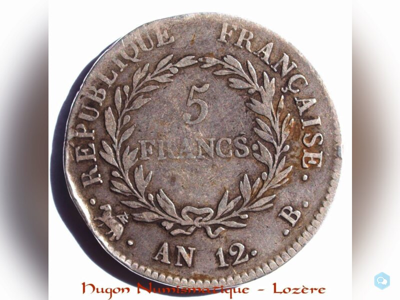 NAPOLEON BONAPARTE 1er CONSUL - 5 FRANCS AN 12 B R 2