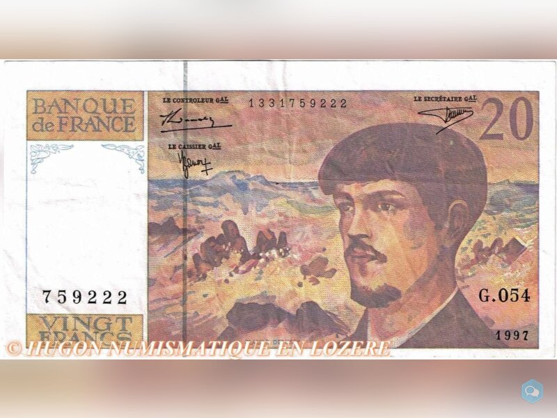 20 FRANCS DEBUSSY - 1997 G.054 AVEC MARGES DECALEE 1