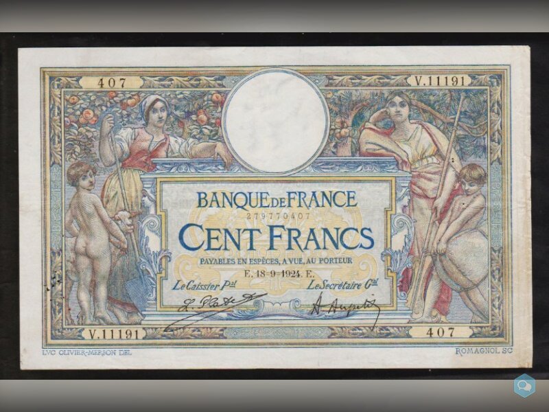 100 Francs 1924 FRANCE - V 11191 - Olivier Merson 1