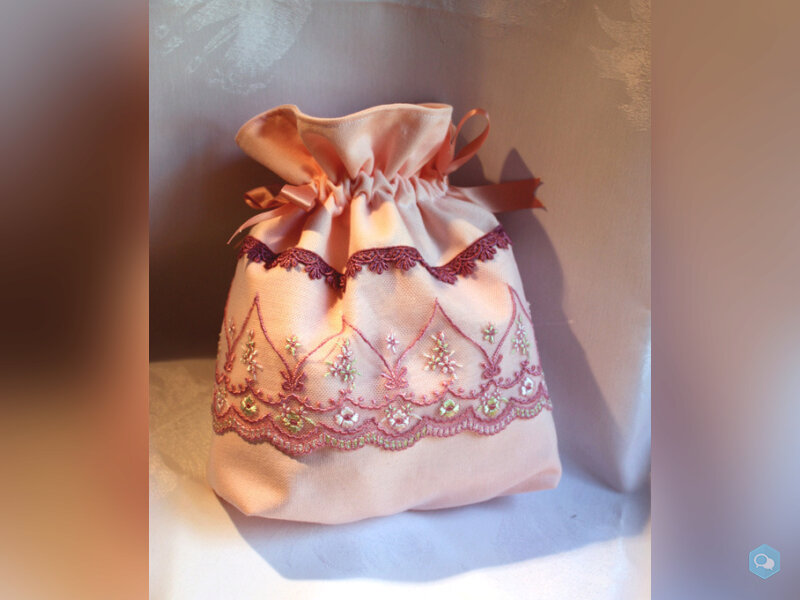 Sac romantique rose fermeture par ruban dentelle t 3