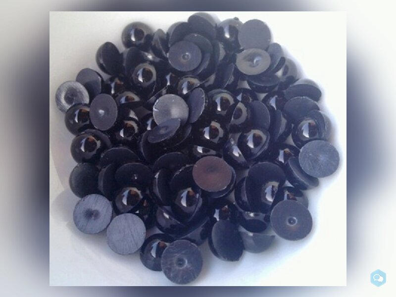 Lots de 50 demi perles rondes 12mm noires satinée 1