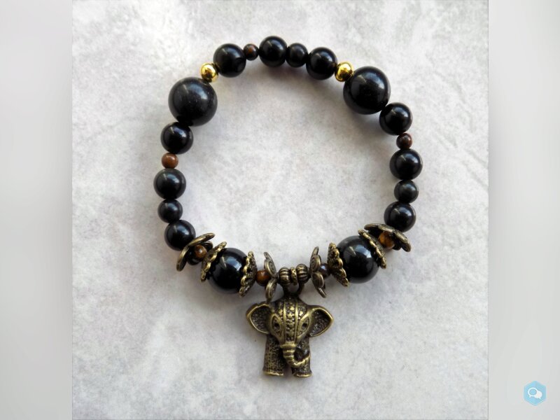 Bracelet Obsidienne noire, Œil-de-tigre - pierres  4