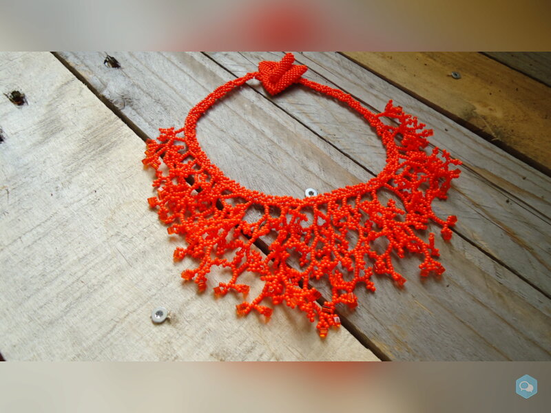 Collier corail orange vif en perles de miyuki  3