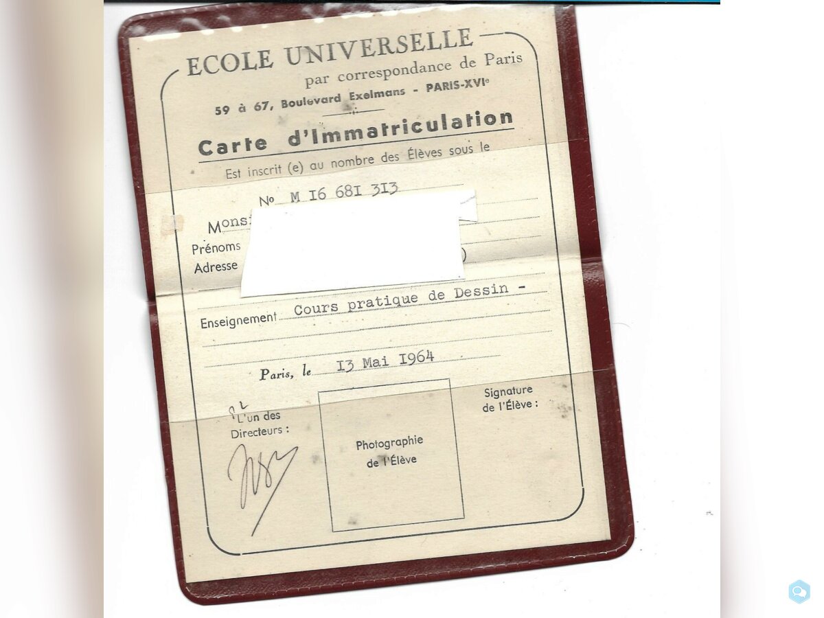 CARTE D'IMMATRICULATION de 1964  1