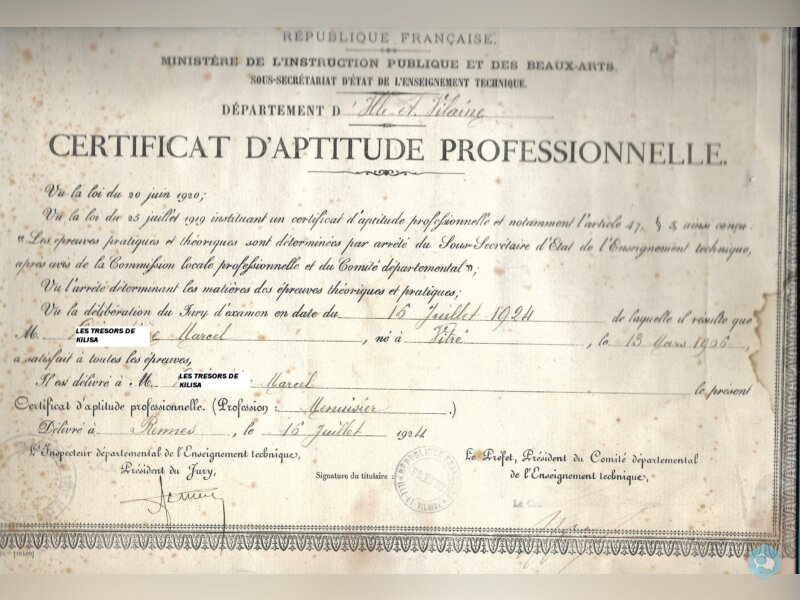 Certificat d'étude professionnelle 1924 1