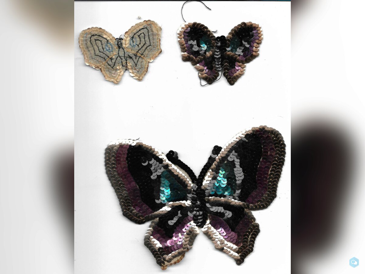 Papillons tissus paillettes 1906 1