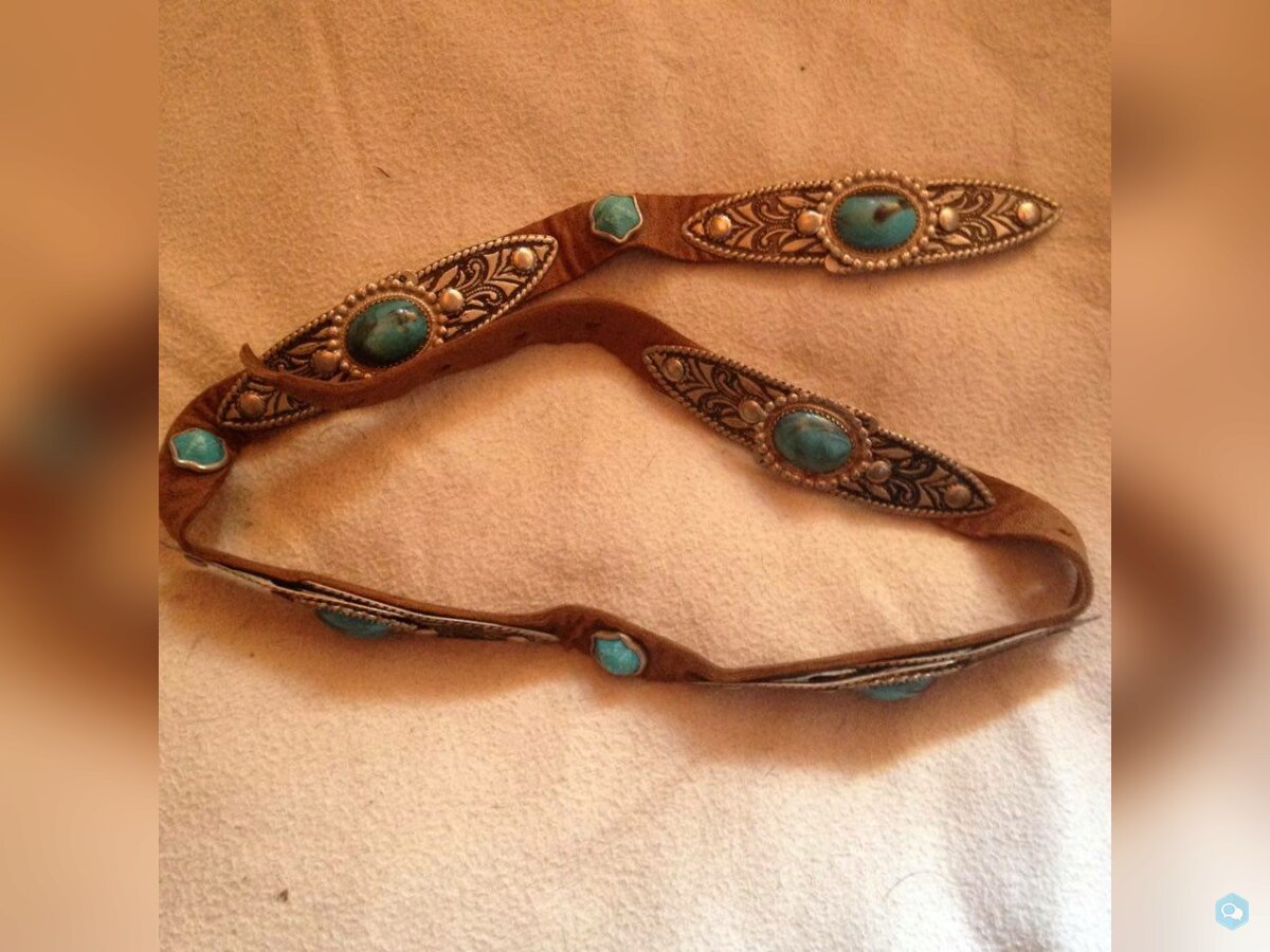 ceinture vintage 5 - cuir turquoise 1