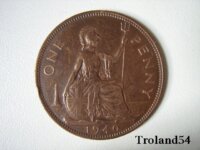 Royaume Uni, One penny 1940 1