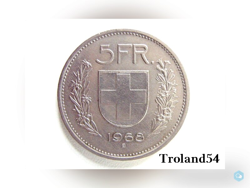 Suisse,  5 francs, Millésime 1968 1