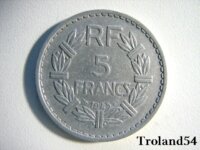 France, 5 Francs alu 1945 1