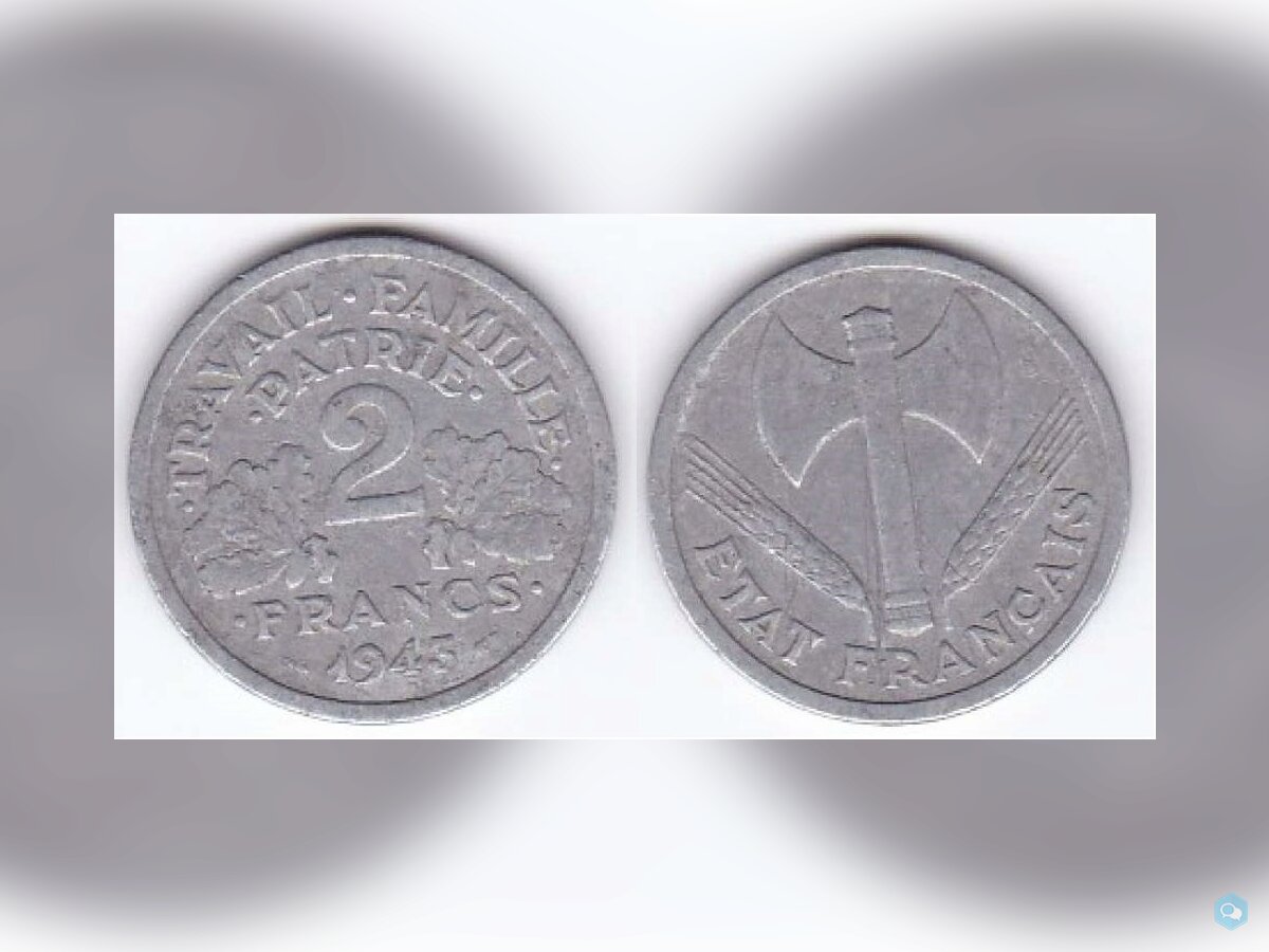  FRANCE 2 FRANCS FRANCISQUE ANNEE 1943 1