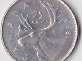 CANADA ELIZABETH II 25 CENTS ANNEE 1968 ARGENT