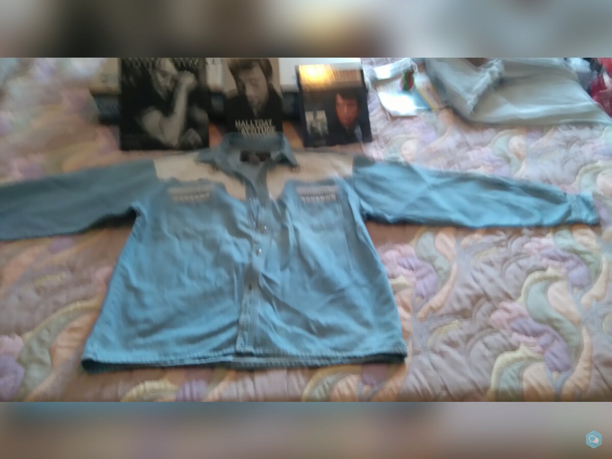 Chemise JOHNNY HALLIDAY en jean à clous et cuir  2