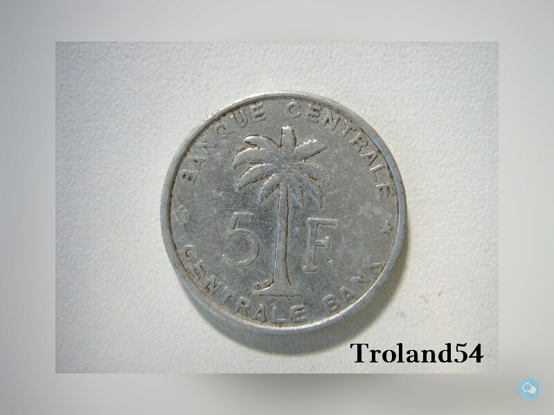 Congo Belge, 5 francs alu, 1958 1