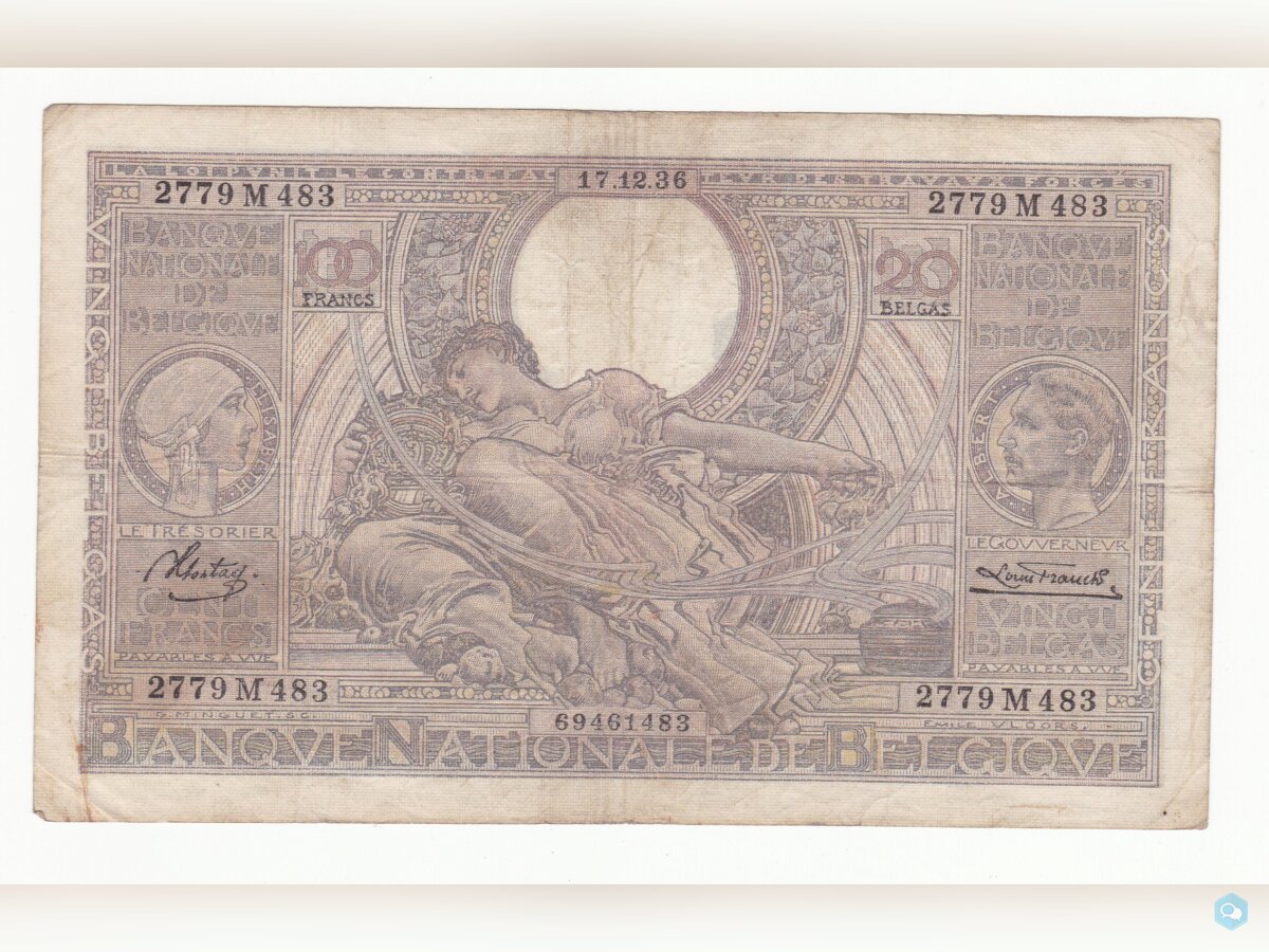 Belgique 100 francs année 17.12.1936      3