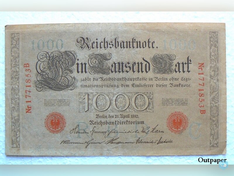 Allemagne, 1000 Mark-Avril 1910 1