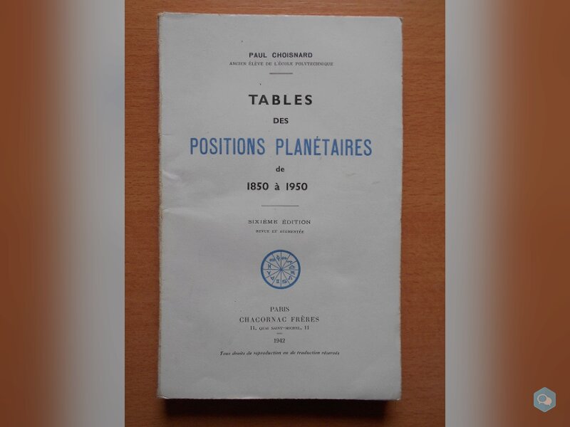 Tables des Positions Planétaires de 1850 à 1950 1