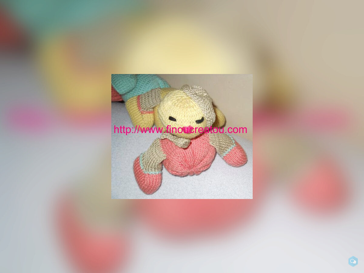 PDF/PATRON:Doudou Chenille multicolore tricot 1