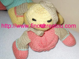 PDF/PATRON:Doudou Chenille multicolore tricot