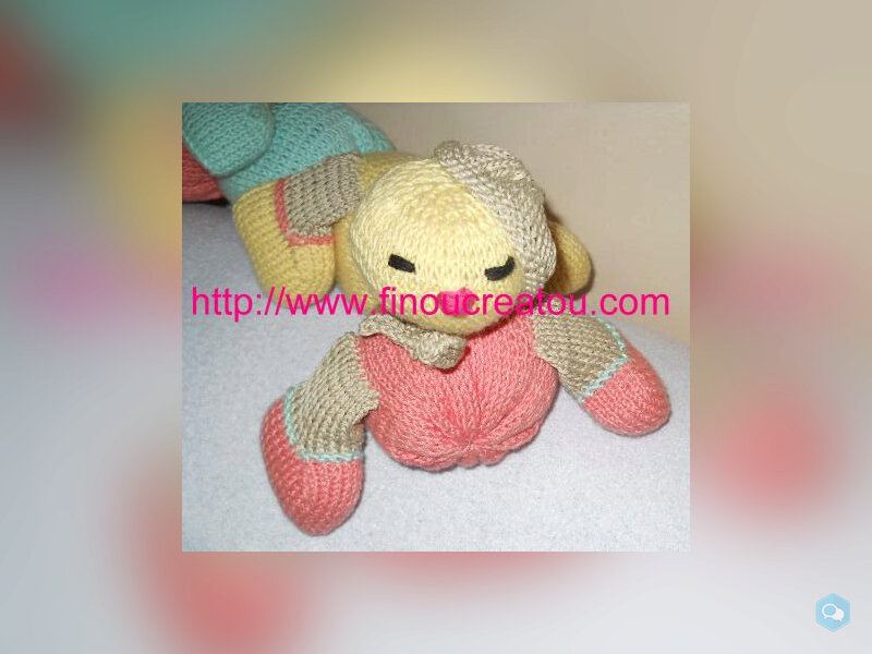 PDF/PATRON:Doudou Chenille multicolore tricot 1