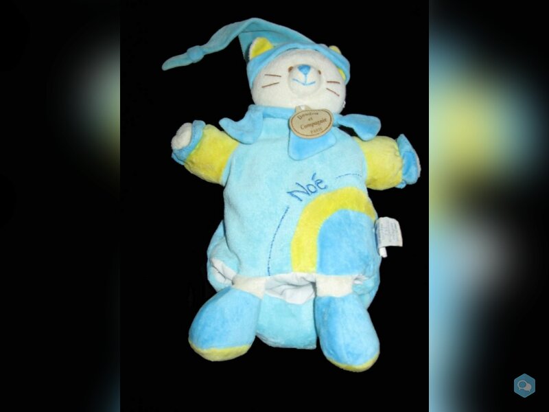 doudou marionnette chat bleu noé 1