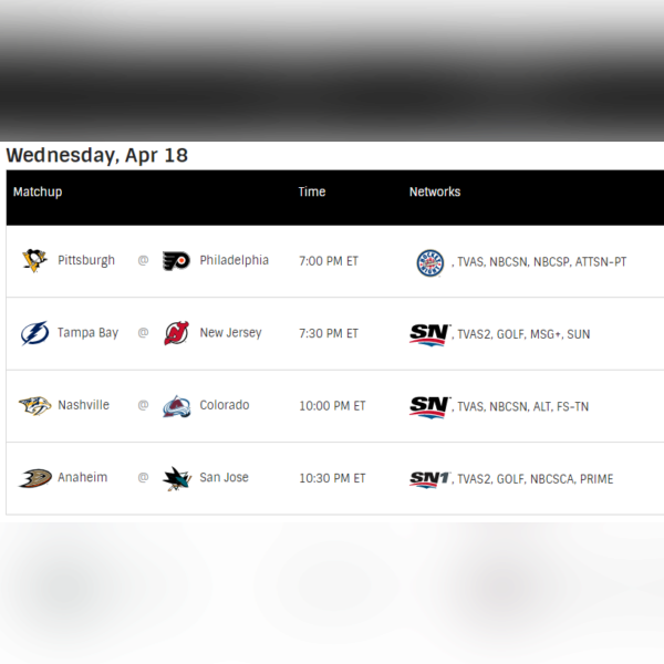 Today's NHL Games