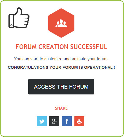 Creation of the forum successfull