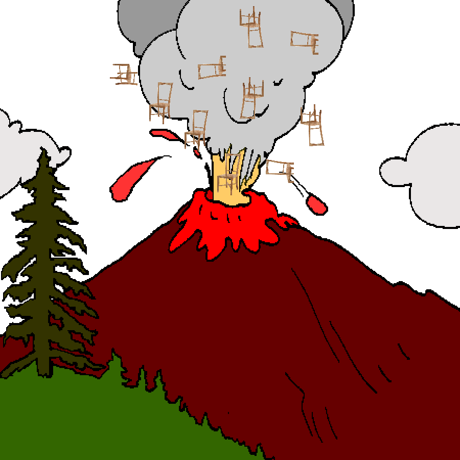 Dessin De Volcan En Eruption A Imprimer