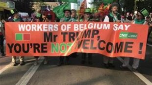 ‘Not Welcome Here’: Thousands March Against Trump in Belgium